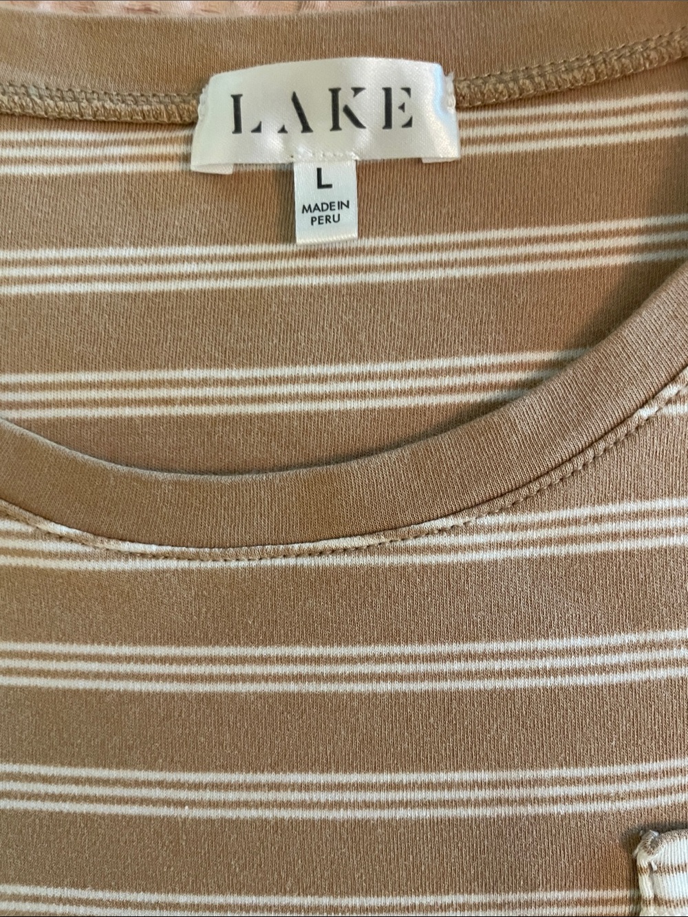 Women's Tan Striped Pajama Set with Contrast Pocket - Picture 2 of 7